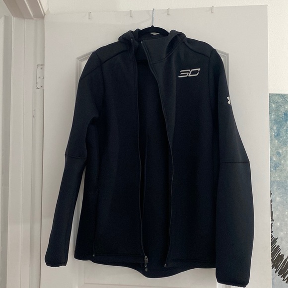 Mens Under Armour all season gear black fitted zip-up hoodie XL - Picture 1 of 4
